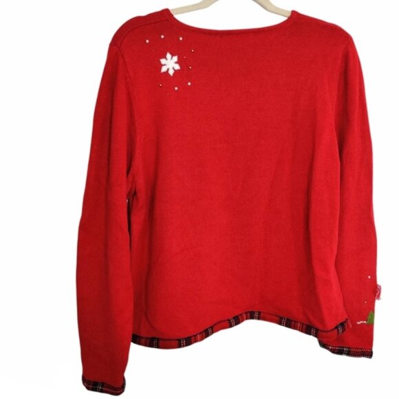 Reference Point Red Snowman Ugly Christmas Sweater EUC sz L - Picture 6 of 8